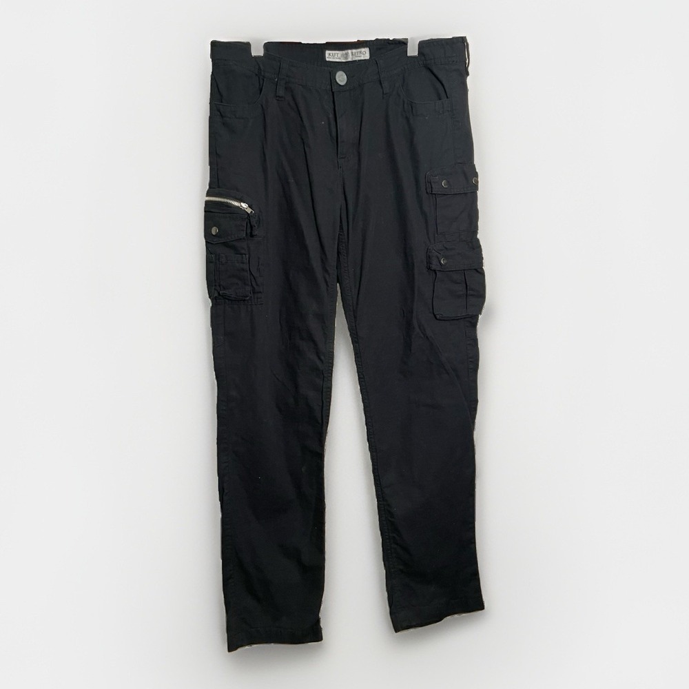Kut From The Kloth Retro Vintage Cargo Utility Pants Womens Size 6 Cotton Black